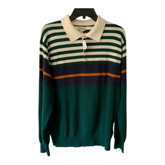 NWT J.Crew Heritage cotton sweater-polo in mixed stripe Sz L BS409 - Picture 5 of 13
